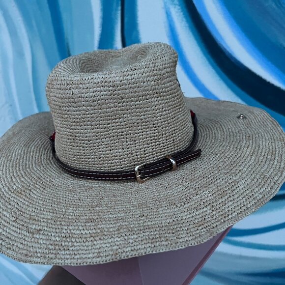 Miu Miu Straw Hat Women's Red Ribbon Detail Holiday Style Sun Hat - Picture 4 of 6